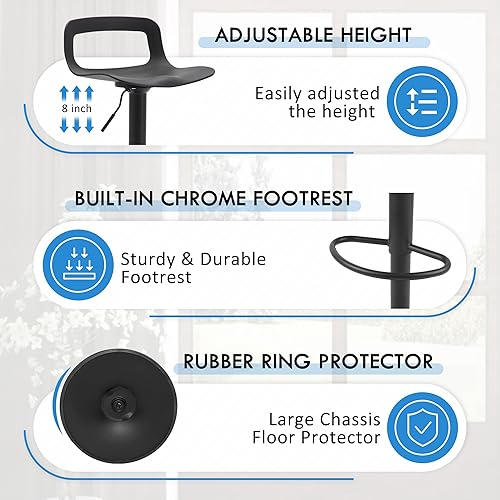 Miniatura 5 de LSSPAID Juego de 4 taburetes de bar, taburetes de bar ajustables en altura de mostrador, sillas de bar de metal para isla de cocina, color negro