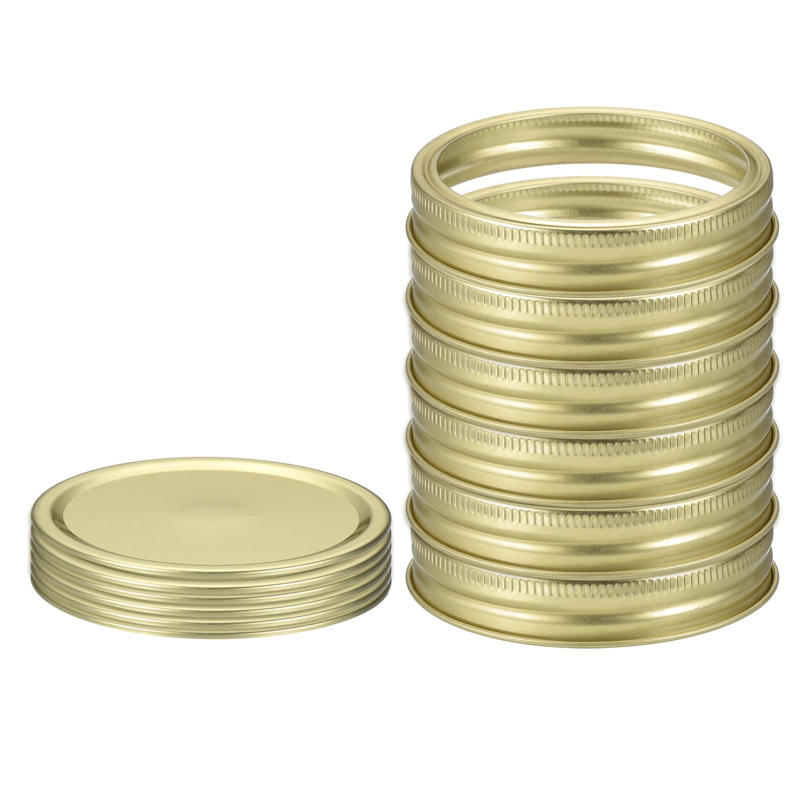 sourcing map 6pcs Split-Type Mason Jar Lids 86mm Tinplate Leak-proof Metal Canning Jar Lids with Rings for Storage Bottle Home Canning and Food Storage, Gold