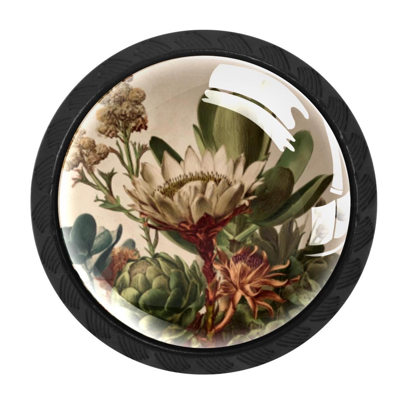 CHENZZZZ 4 Pack Black Vintage Plants Flower (7) Kitchen Handles, Cabinet Pulls Hardware for Cupboard Drawer Knobs Dresser Pulls