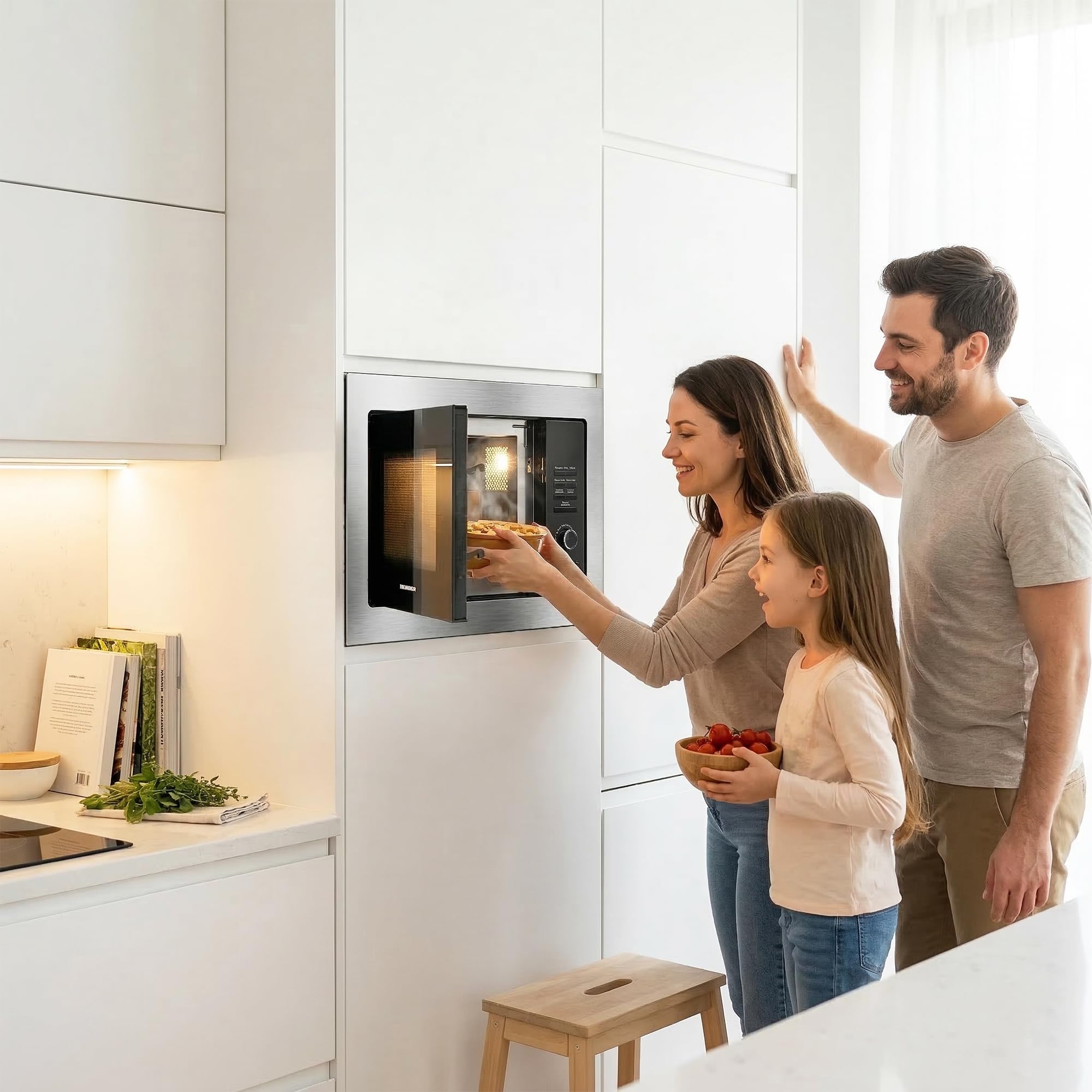 HMW-MDBI25GDIX Einbau-Mikrowellenofen – Digitale Steuerung, 1000 W Grill, Kombi- & Auftaufunktionen, Edelstahl-Design, Platzsparend, Gleichmäßige Erwärmung, Zuverlässig, 5 Jahre Garantie