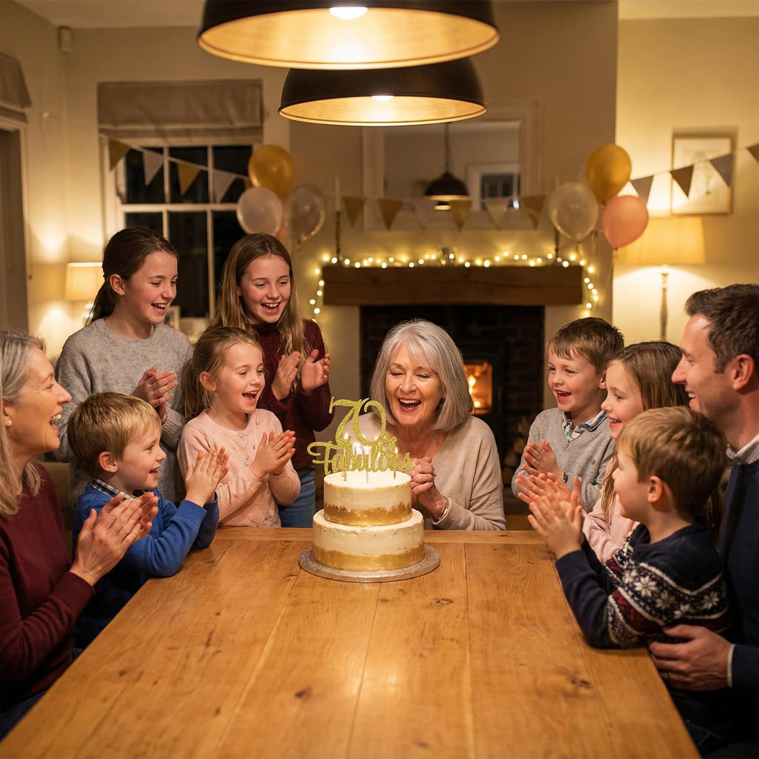 70th Birthday Cake Topper Gold - Fabulous 70 Cake Decorations Non-Edible with Golden Stand for Women Men Anniversary Party Supplies