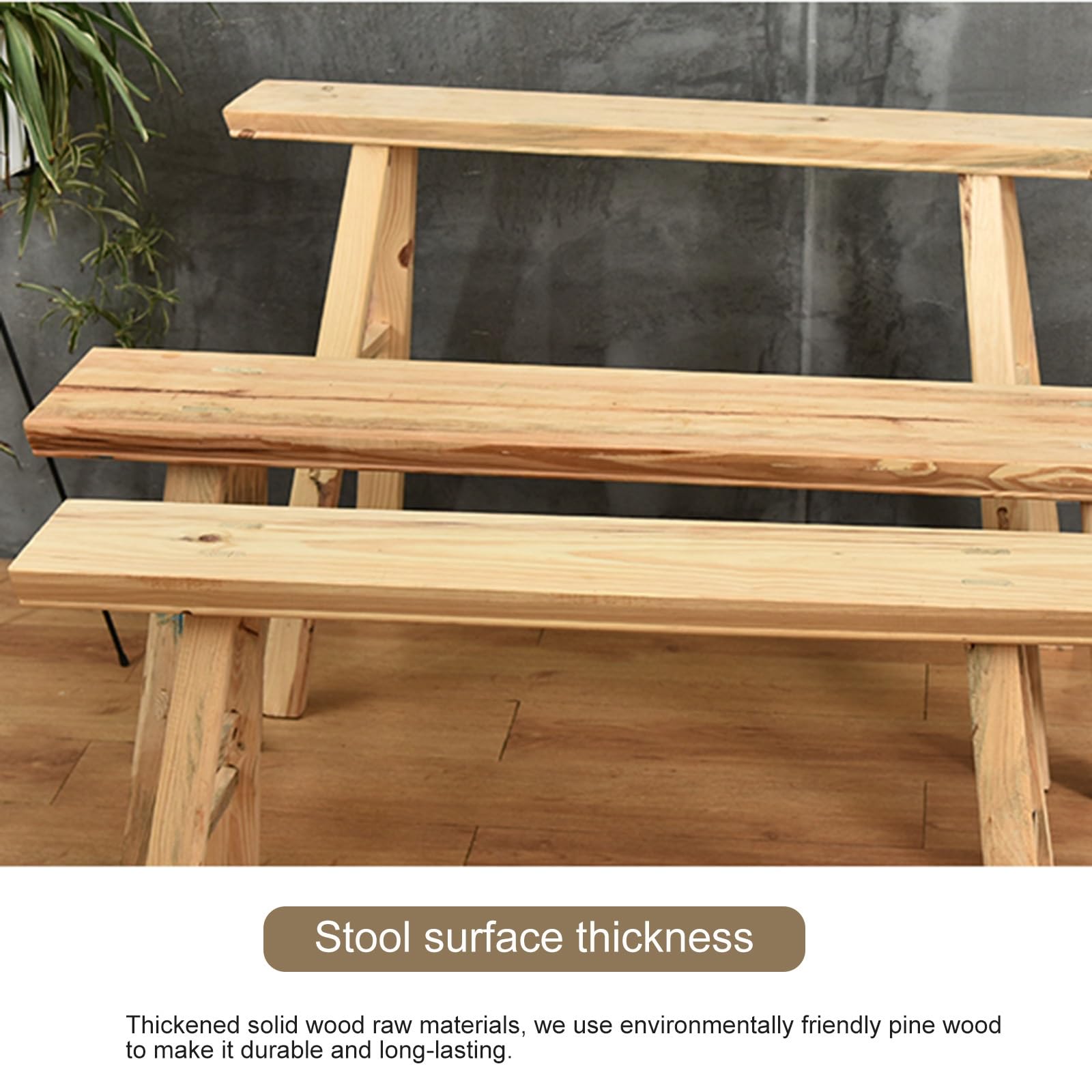 Banc bois de Rustique,Banc d'entrée en bois massif,Banc d'entrée Conception sans accoudoirs, Banc à chaussures en bois,Pour salle à manger, salon, couloir, chambre, stabilité structurelle(Beige,98X17.