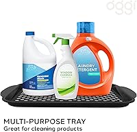 Vista 5 de Oggi Oggi - Bandeja antideslizante para servir con asas, bandeja rectangular negra, ideal para comer, desayuno, alimentos, bandeja de aperitivos