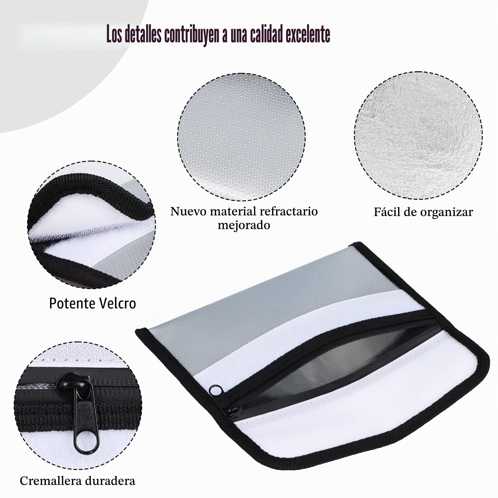 2 Piezas Bolsa Ignifuga Dinero De Documento Impermeable Prueba Fuego Seguridad Para Guarda Documentos A4 Bolsas Efectivo IgníFuga Almacenamiento Sobre Ignifugo Resistente Para Objetos de Valor