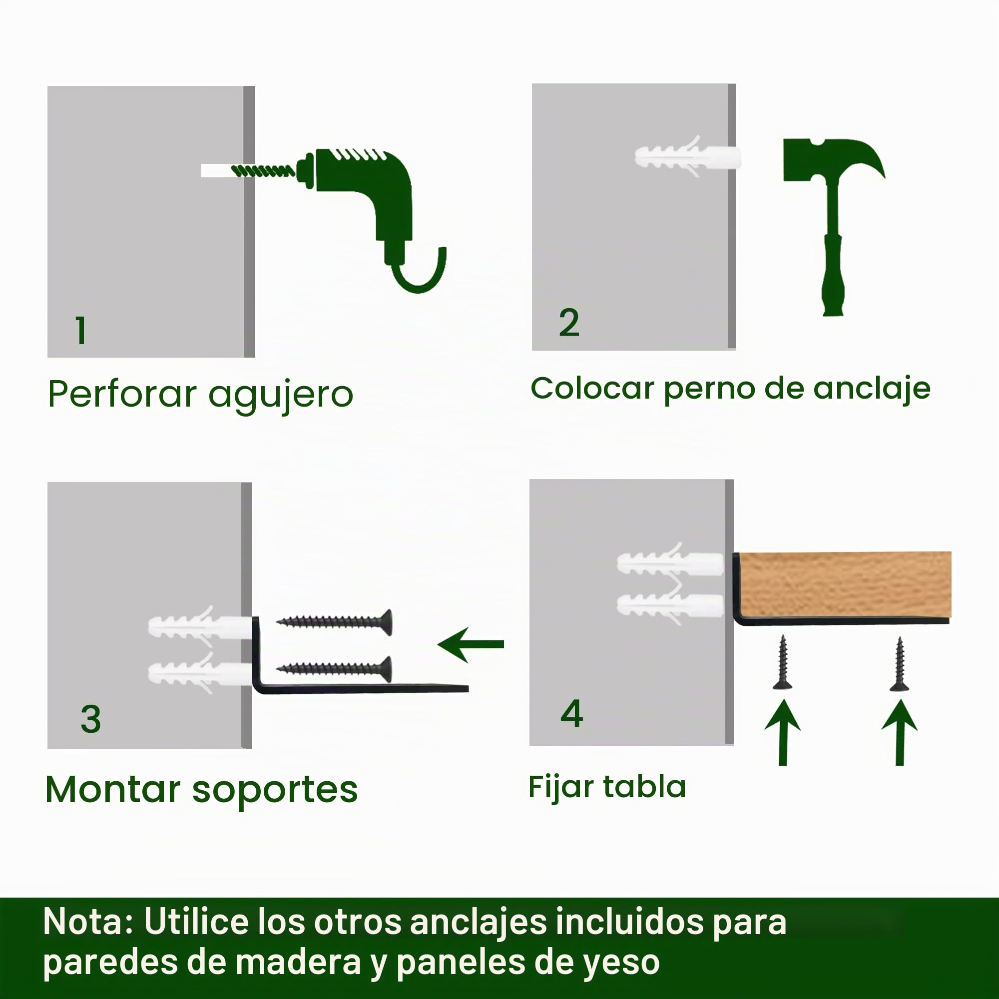 Soporte de estante resistente, soporte flotante rústico para estantes montados en la pared, 6 soportes de estante negros industriales (paquete de 6 pulgadas)