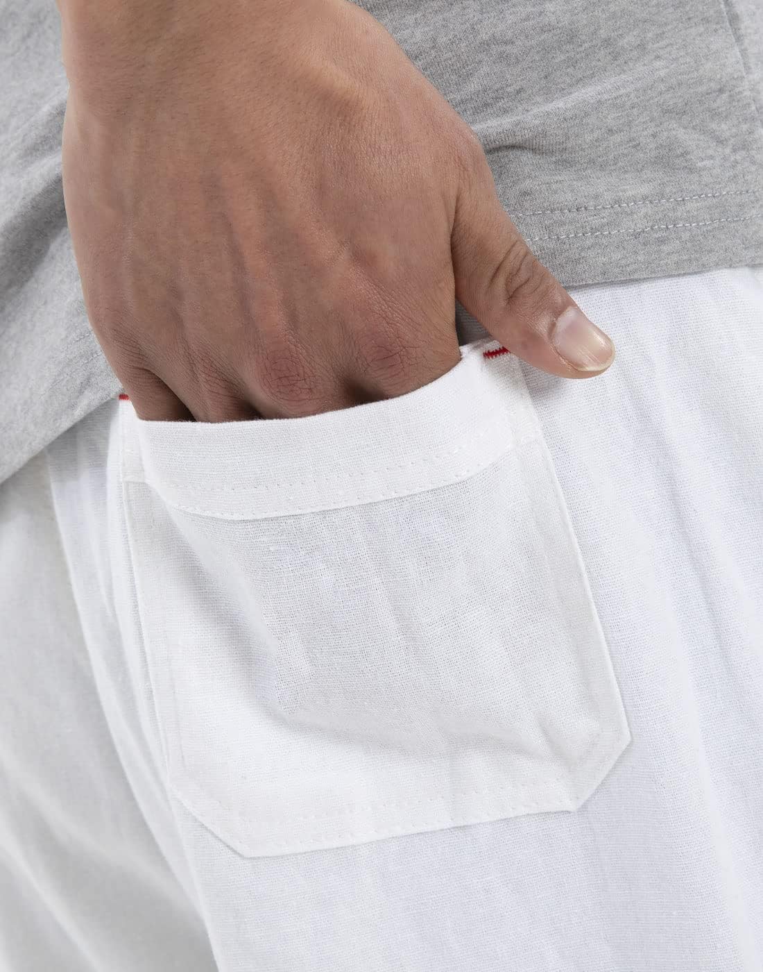 Bonnorth Men's Linen Loose Drawstring Elastic Waist Wide Leg Solid Casual Pants