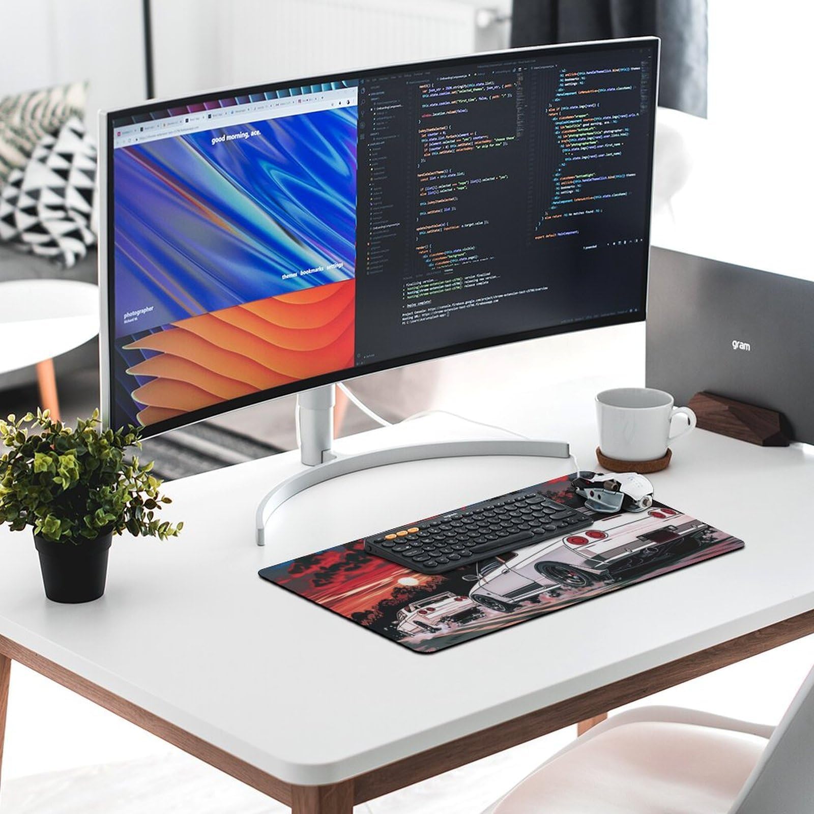 QEOPGNE Car Large Mouse Pad Gaming R32 Japanese Retrowave Anime JDM