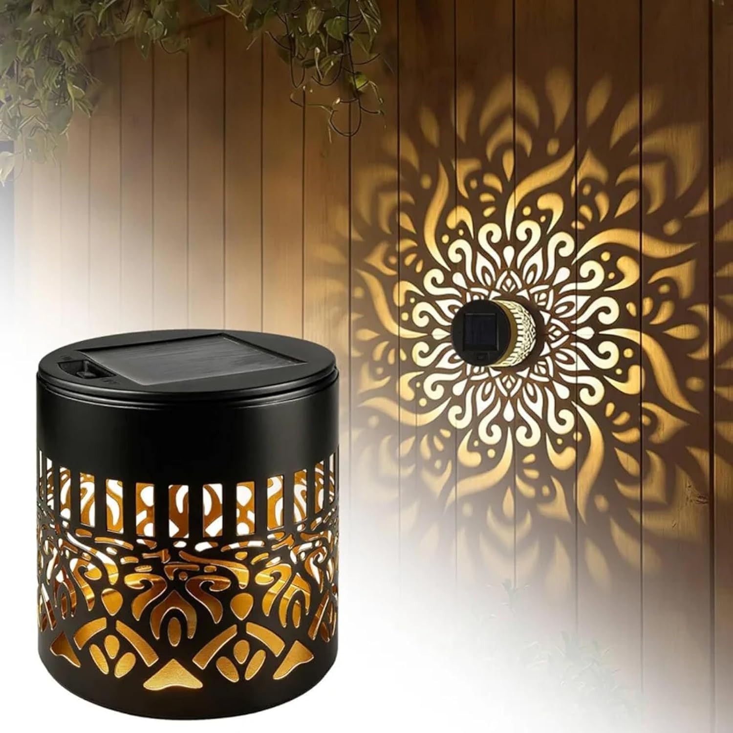 Solar Mandala Lights Outdoor, Decorative Wall Step Deck Light for Garden Fence Post Patio Backyard Yard Decor (Warm White)(Pack of 1)-image-12