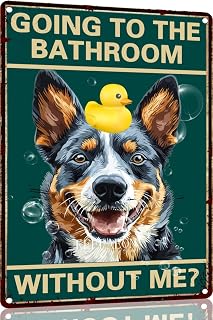 Vintage Sign Australian Cattle Dog Bathing Bathing Bathroom Toilet Wall Decoration Vintage Metal Tin Sign 12x8 Inches Metal Tin Sign(4553)