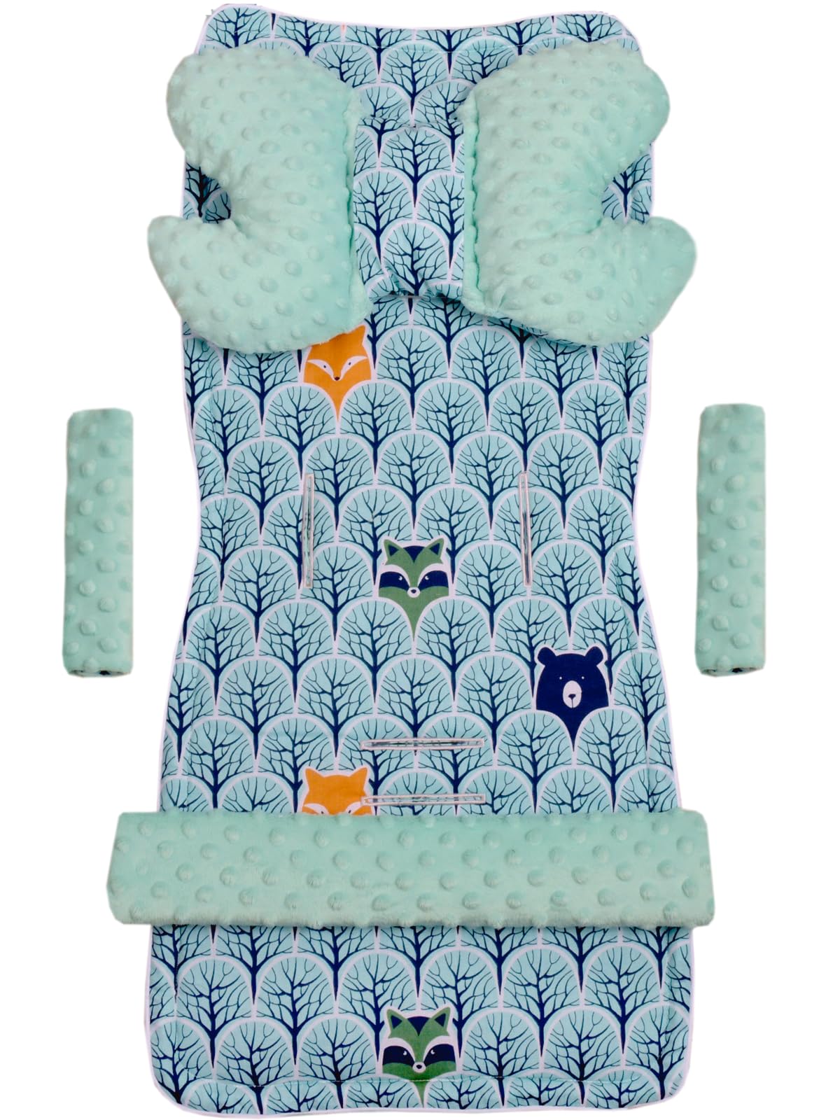 Medi Partners Universal Seat Cover for Pushchairs and Buggies Seat Cover Pushchair Seat Cover 5 Pieces Belt Pad + Play Arch Plush Cotton