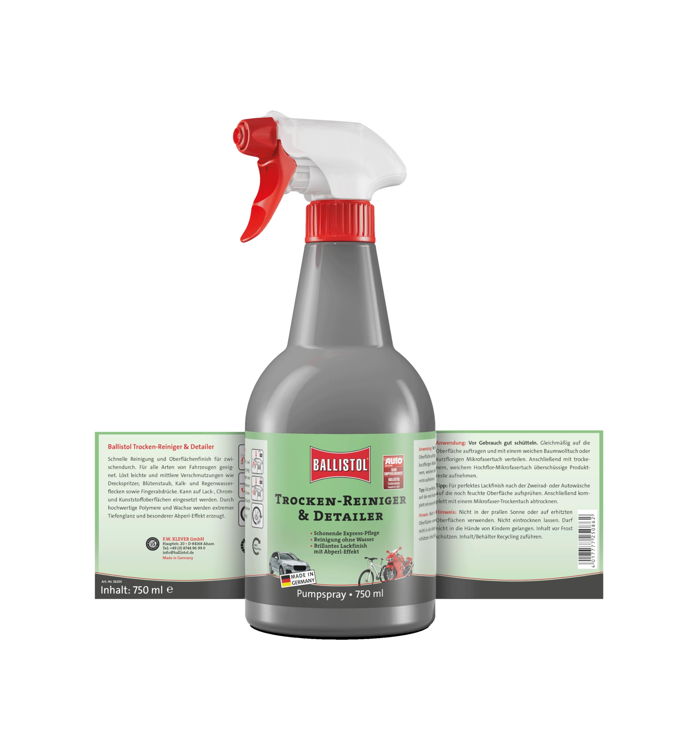 Ballistol środek do czyszczenia na sucho & Detailer pielęgnacja lakieru samochodowego i motocykla, 750 ml