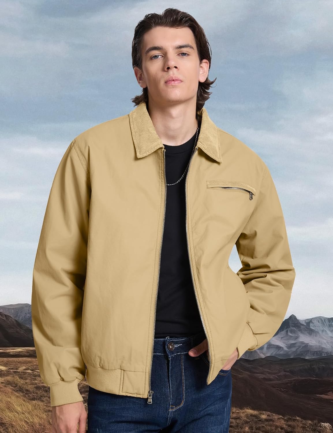 Men's Duck Detroit Jacket Sherpa Lined Waxed Cotton Winter Jackets Water Resistant Canvas Coat