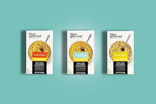 Fiber Gourmet Pilaf - Pasta arrozada, paquete de 3 pastas arrozadas (original, español, ajo y hierbas), paquete de 3 x 5 onzas (4.97 oz)