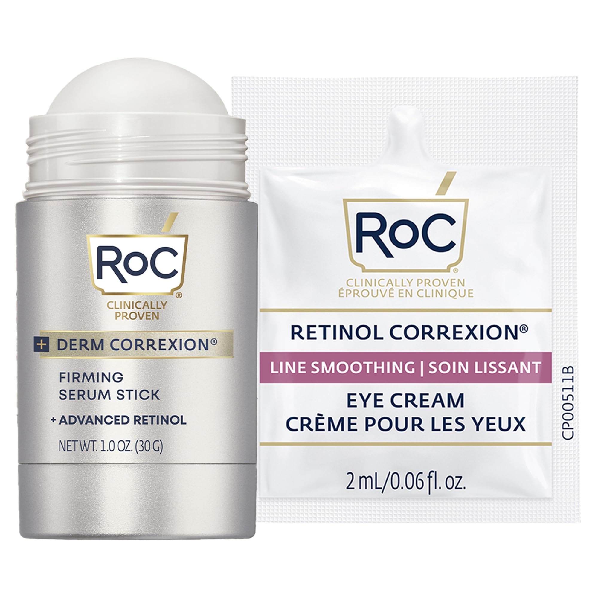 Derm Correxion Advanced Retinol Firming Serum Stick with Antioxidants to Visibly Tighten and Firm Wrinkles and Laugh Lines, 1.0 oz with Retinol Eye Cream Packette