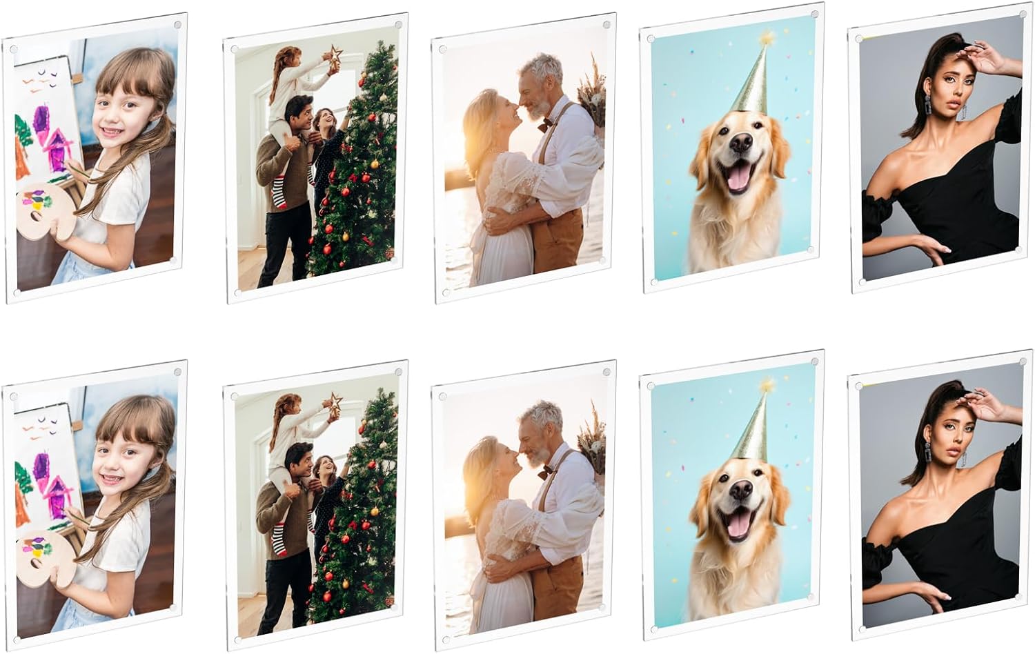 PATIKIL 5 x 7 Inch Acrylic Fridge Magnetic Frame, 10Pcs Mini Picture Frames Double Sided Photo Frame for Fujifilm Refrigerator, Clear
