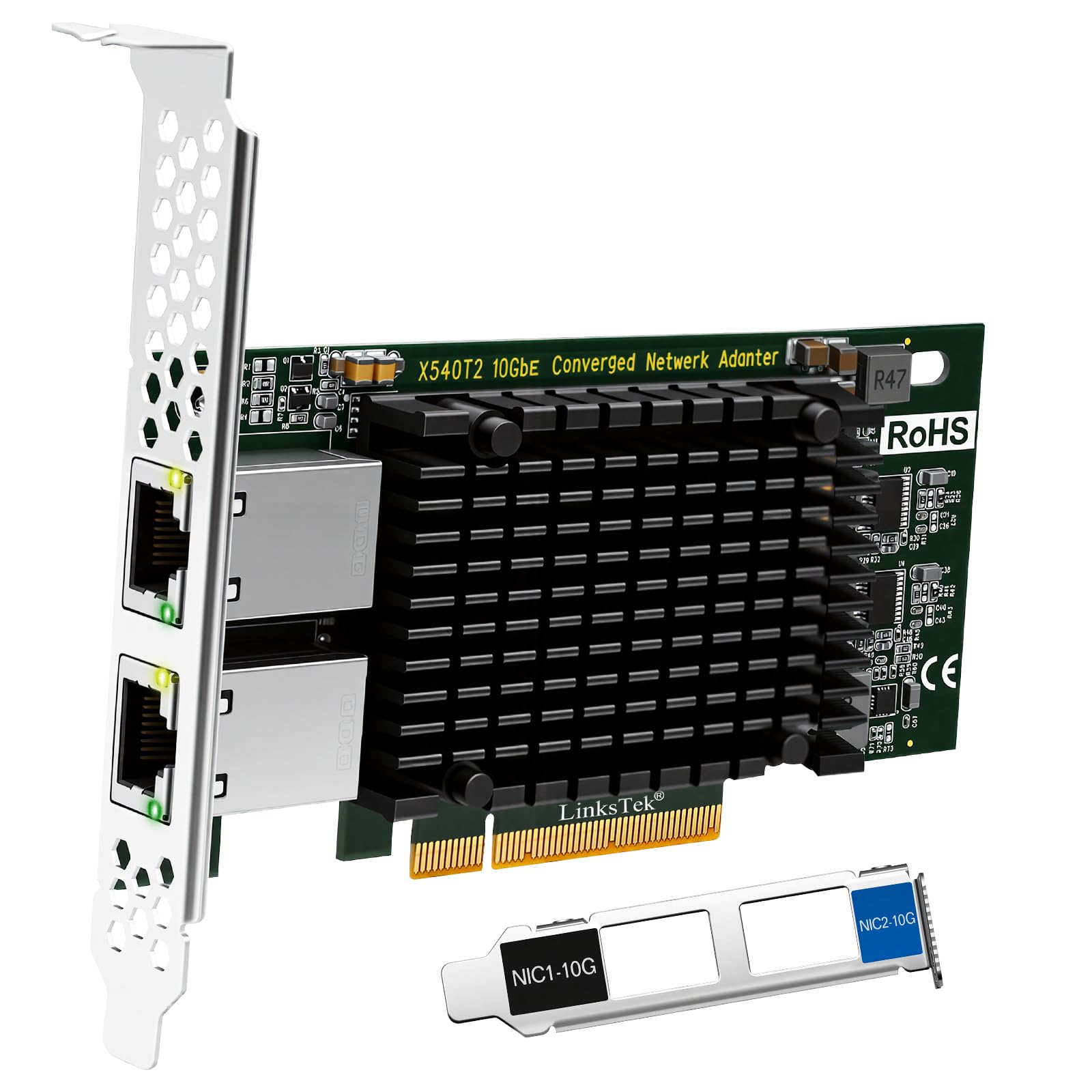 X540T2 X540T2 Carte Ethernet convergée double 10 GbE RJ45 pour serveurs Windows et PC de bureau Contrôleur Ethernet Intel X540AT2, 2 ports RJ45 10 GbE, pour le stockage et le transfert de