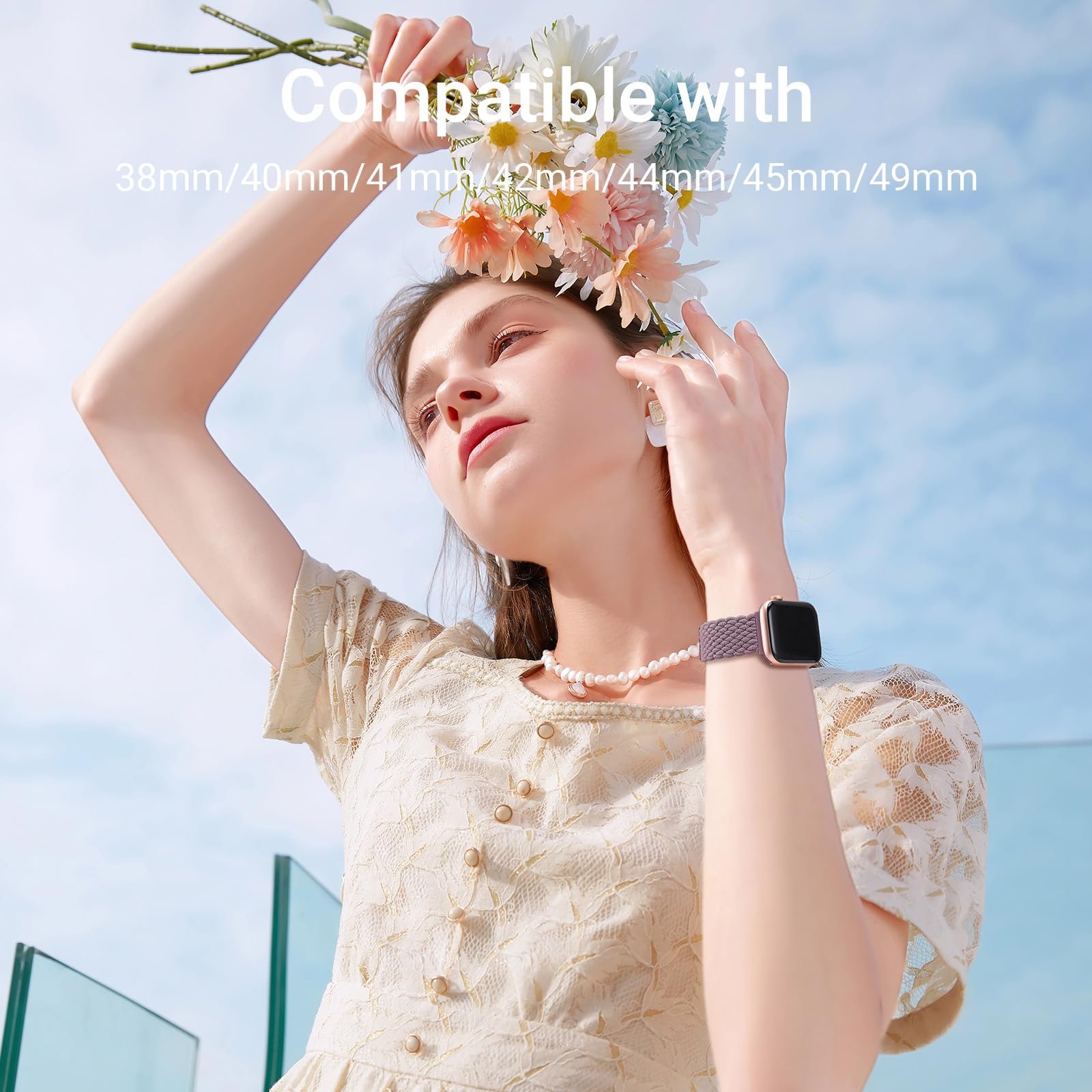 Cinturino Intrecciato Compatibili con Cinturini Apple Watch 40mm 42mm 38mm Uomo e Donna,Chiusura Magnetica Cinturino in Nylon Tessuto Elastico per iWatch SE Series 10 9 8 7 6 5 4 3 2 1