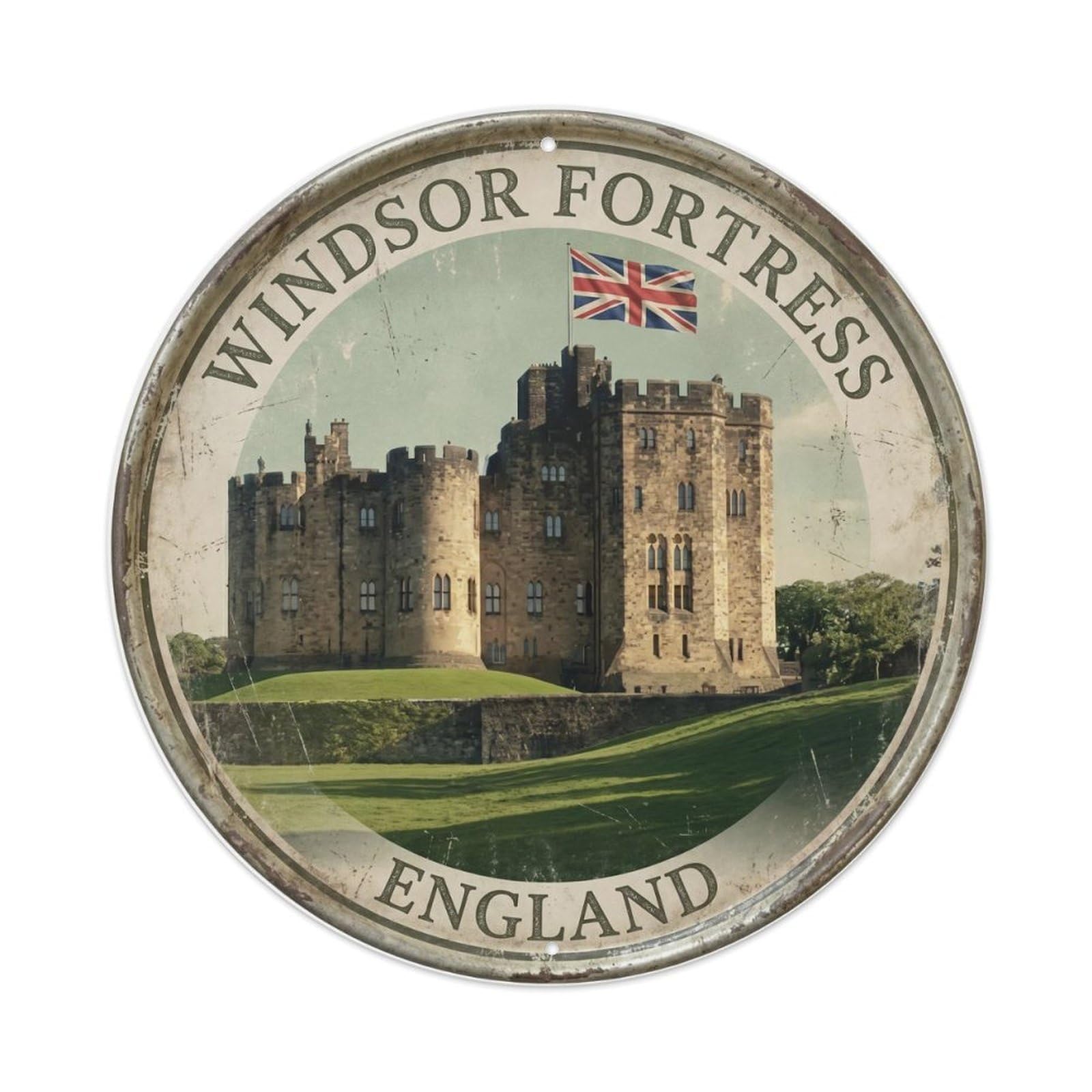 Vintage Travel Windsor Fortress England Metal Tin Sign