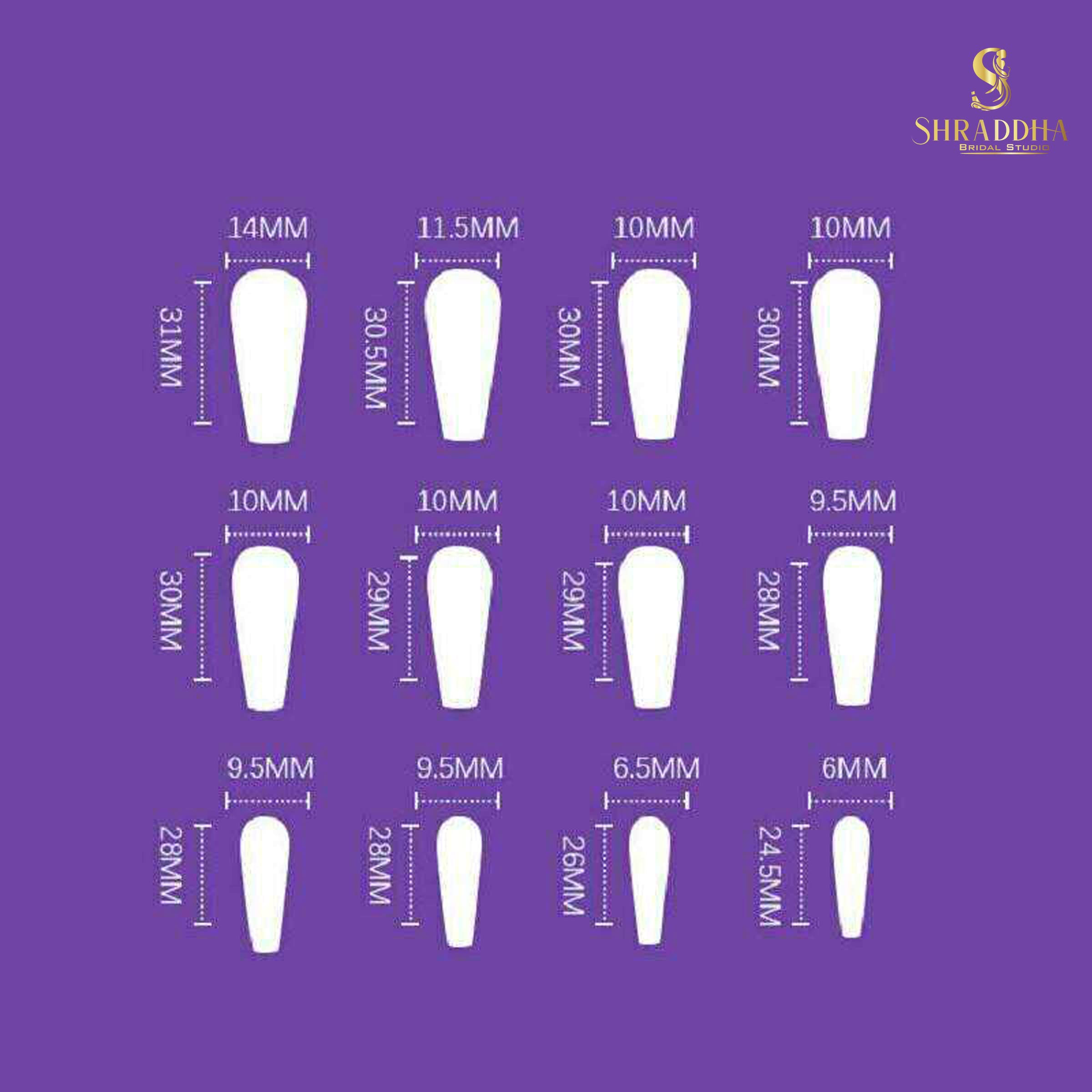 SHRADDHA BRIDAL STUDIO® Press On Nails Short French Nail Extension, Artificial Fake Nail Art, The Most Funky & Cool Nails Extension, All Size with Glue Sheet, Nail File Wooden Stick Alcohol Pad 3