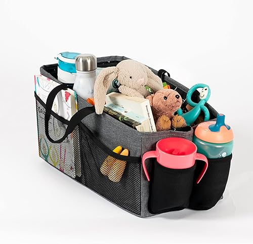 Diono Travel Pal - Organizador de automóvil para asiento trasero XL 12 compartimentos para juguetes de niños y mascotas soporte para bebidas