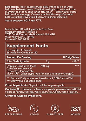 Miniatura 3 de Revolution Macalibrium - Suplemento de maca gelatinizada concentrada natural para apoyar la salud hormonal de los hombres, energía, fuerza, potencia