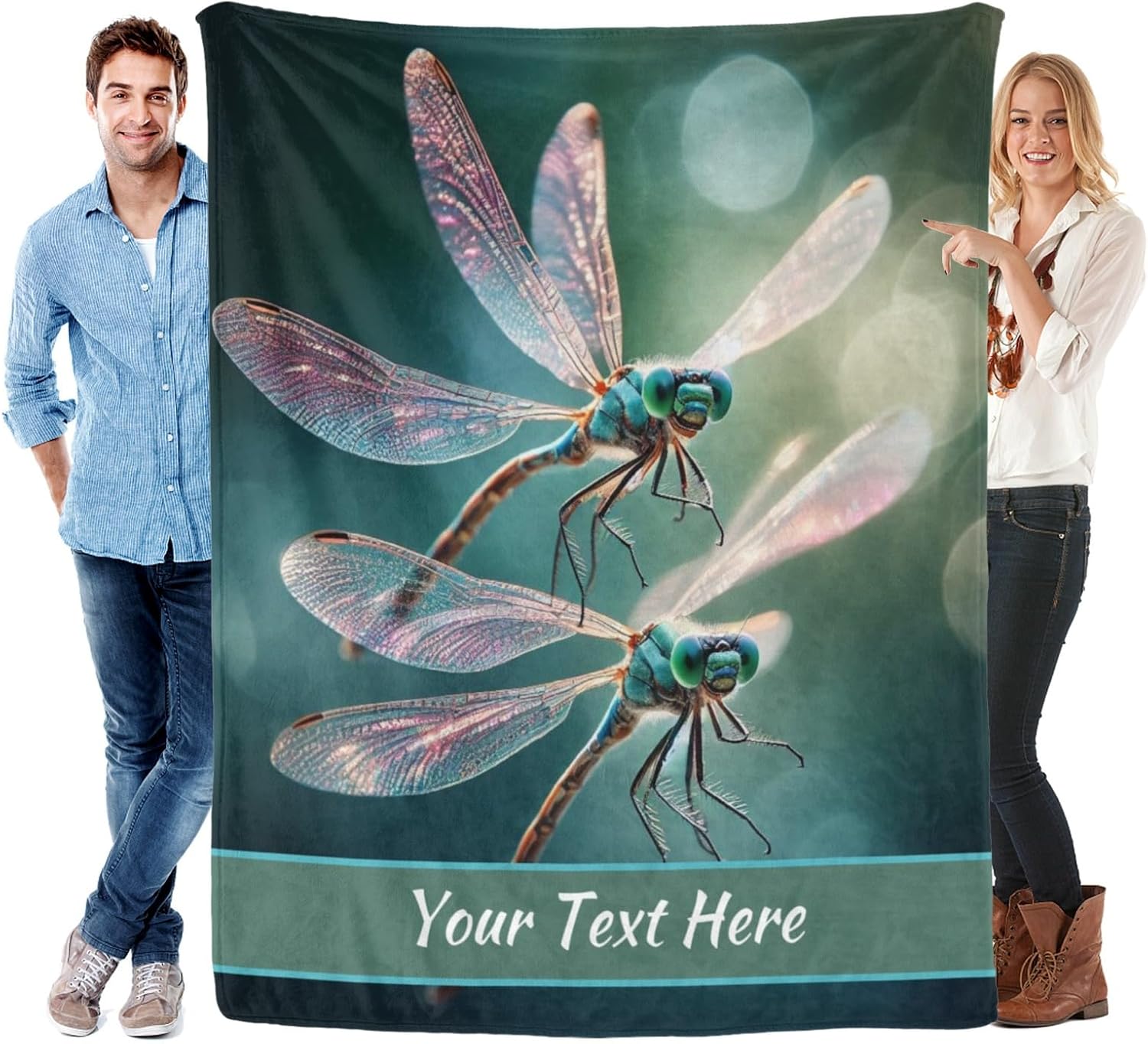 Customized Dragonfly Blanket, Ultra Soft Micro Flannel Blanket for Bed Couch Living Room(Adult), 60 x 80 Inches