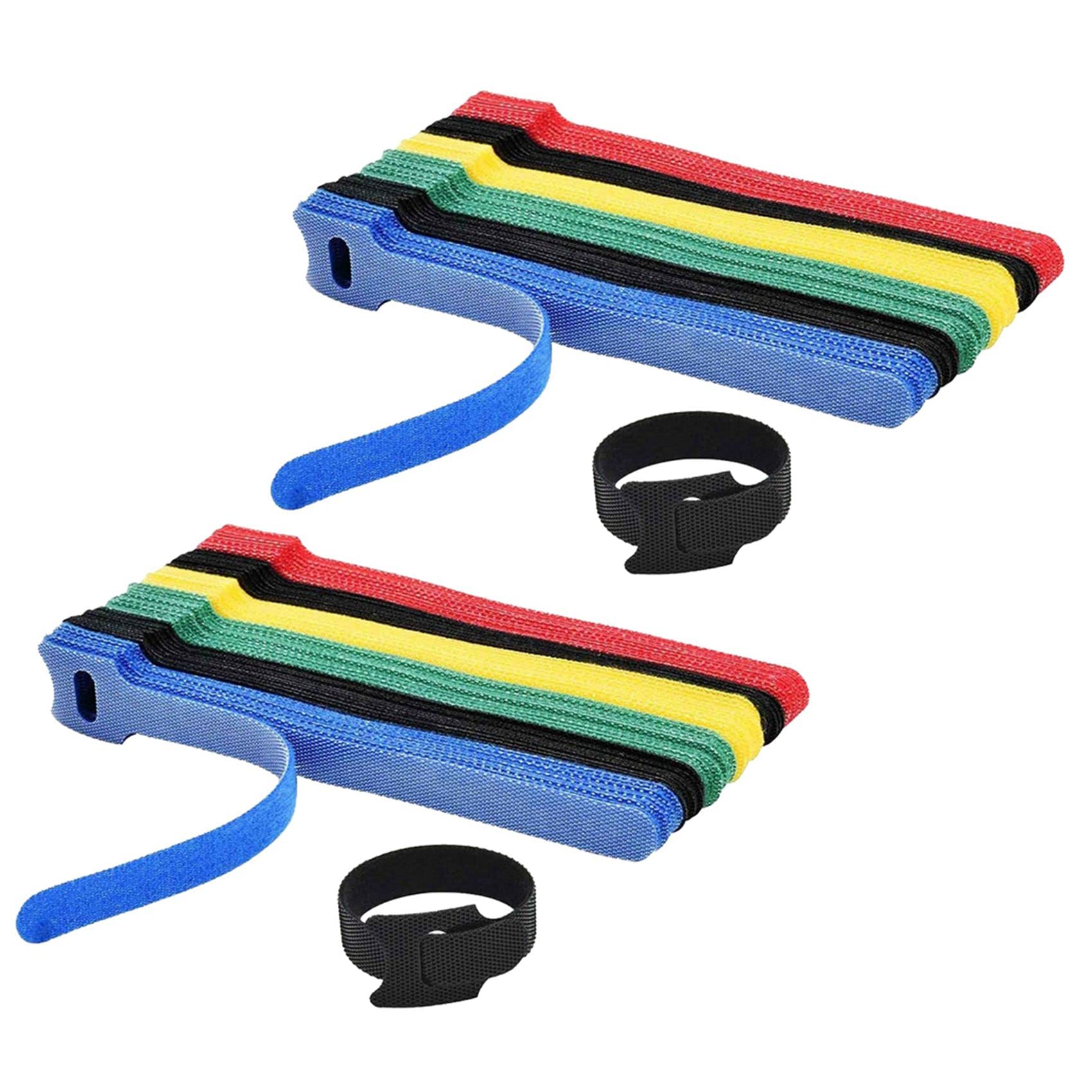 Cable Ties 100PCS Reusable Color Mixing Cable Cord Strap Hook Loop Ties Tidy Organiser Tool Fastener Management
