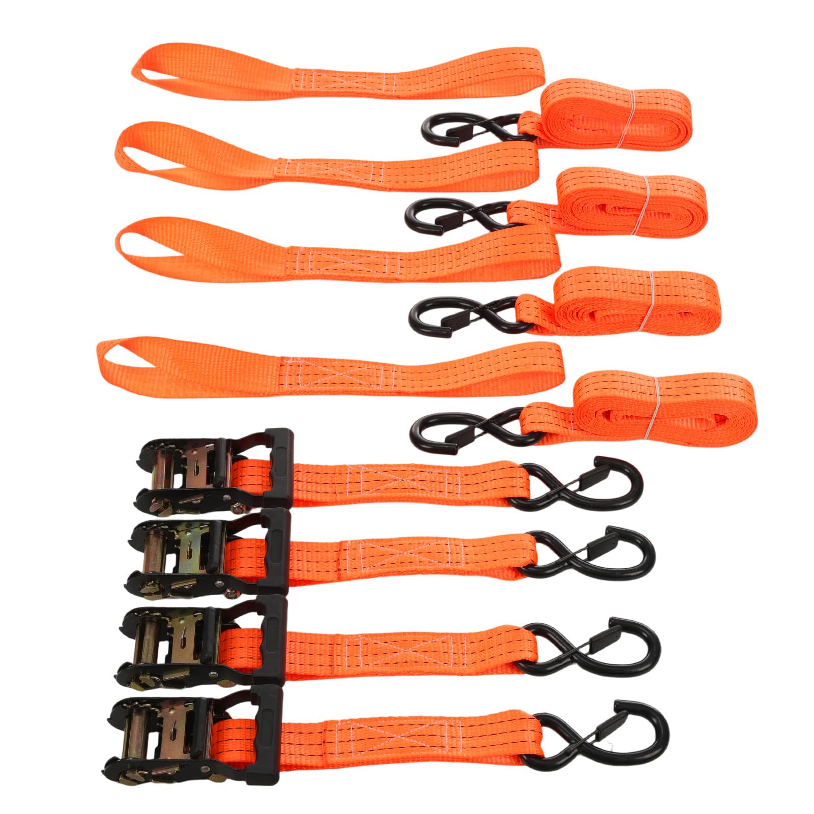 GEARMONSTER 4 cinghie con cricchetto, 38 mm x 3 m, cinghie di ancoraggio con cricchetto, cinghie con gancio per moto, traslochi e carico, arancione
