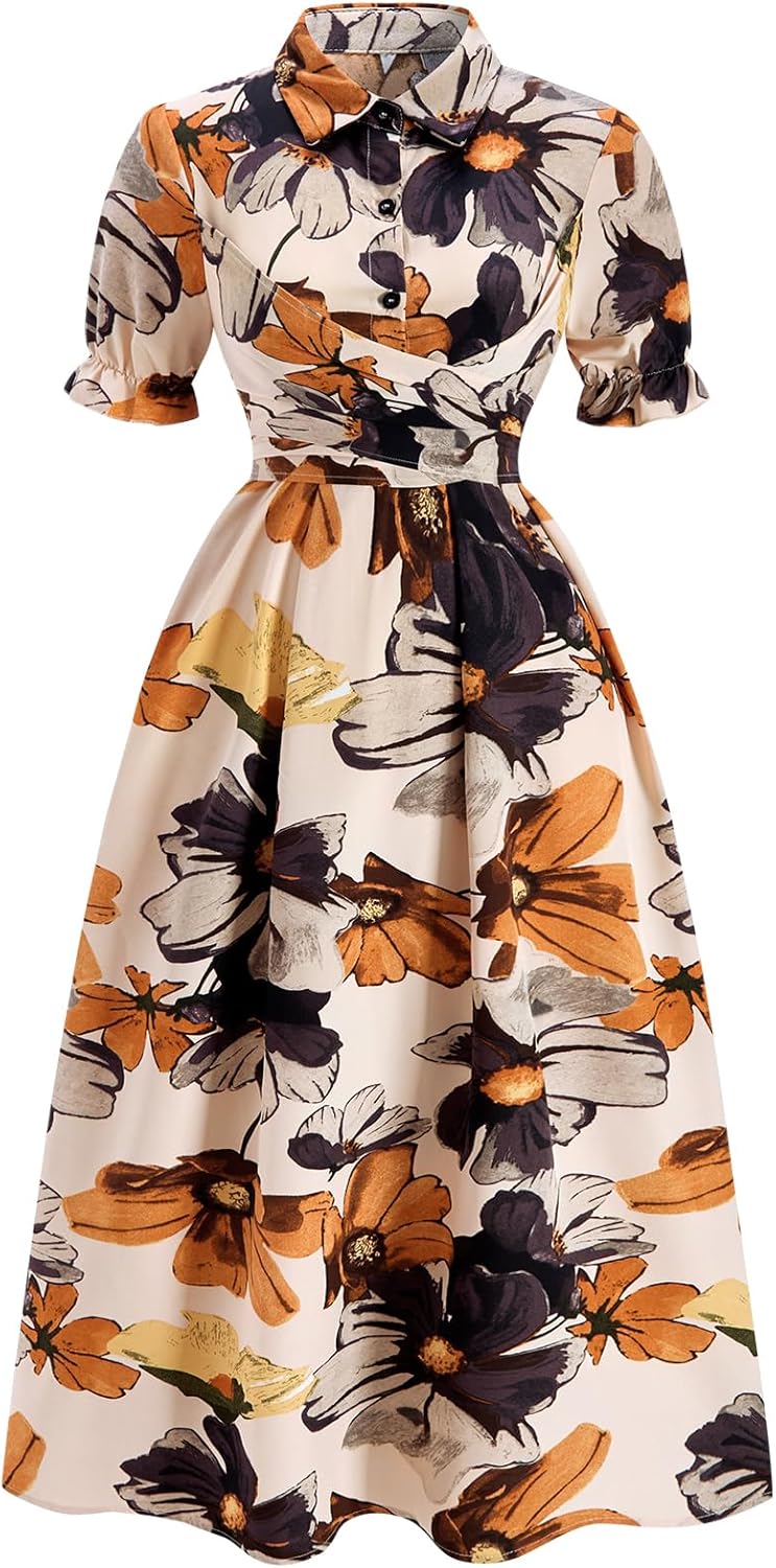 Women's Boho Floral Maxi Dress Elegant Ruffle Sleeve Tie Back Flowy Sundress Beach Vacation Outfits