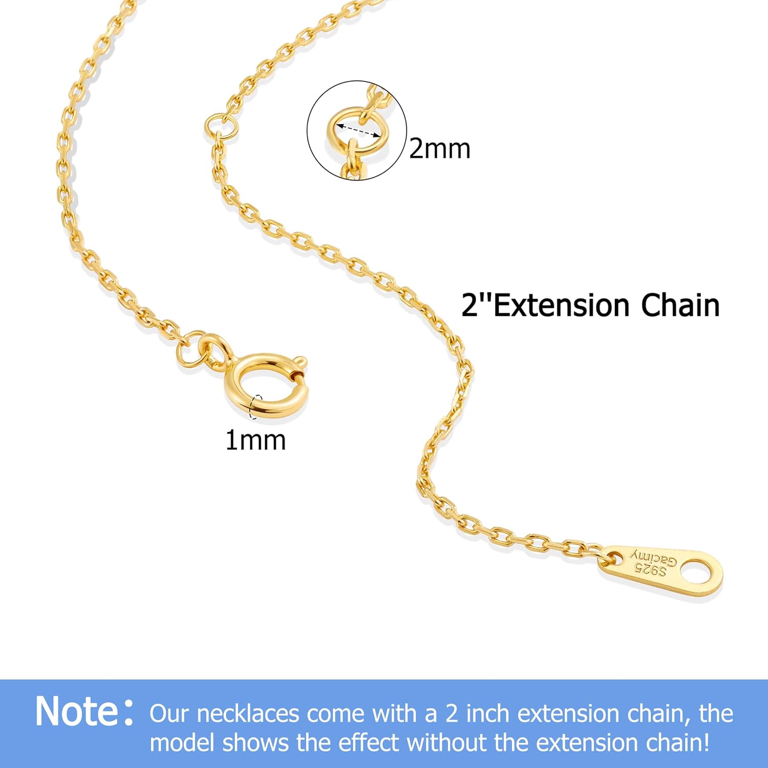 Gacimy Gold Cable Chain for Women 14K Real Gold Plated, 1mm 1.3mm 1.5mm 1.8mm Width 16" 18" 20" 22" 24" Length with 2" Extension Chains - Image 8