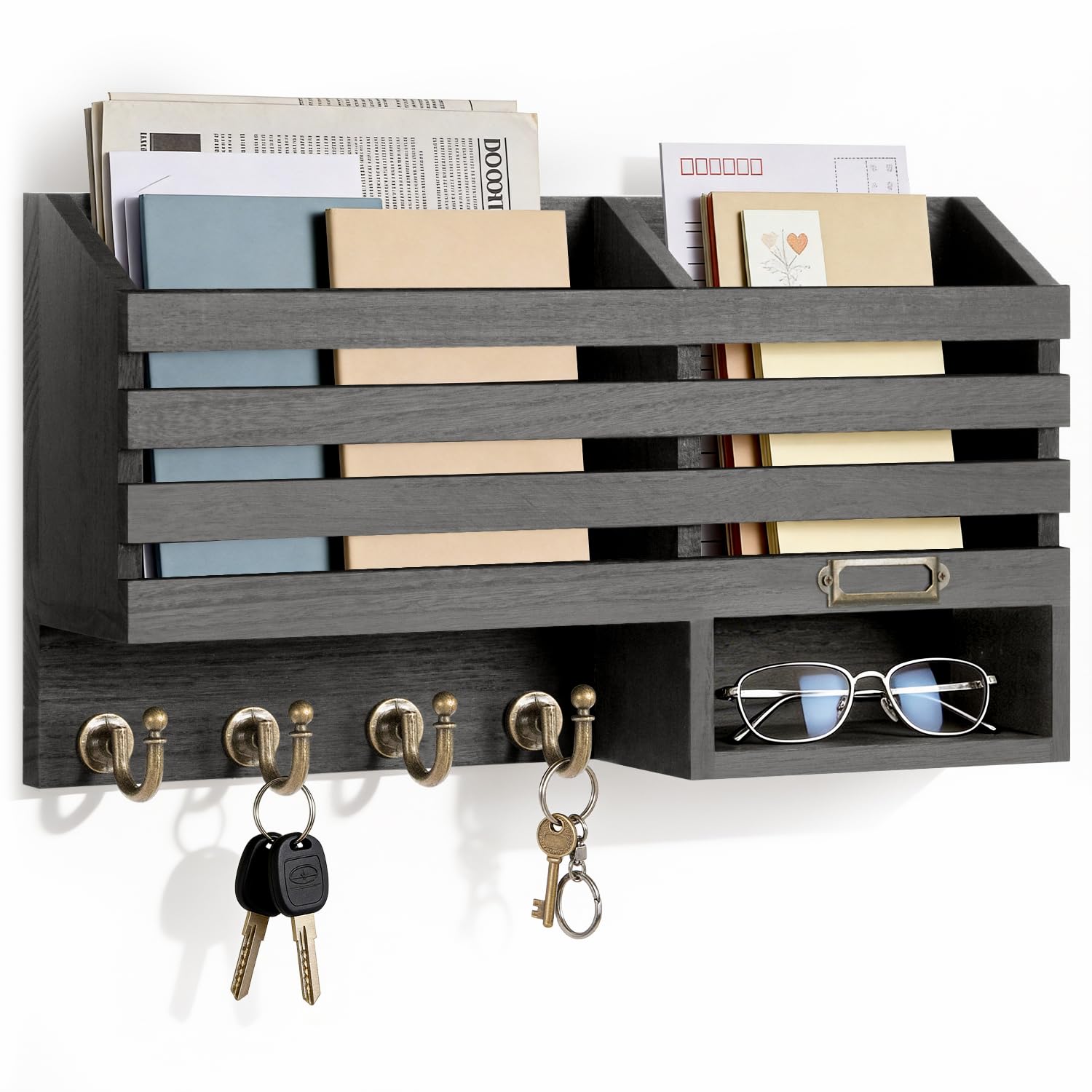 Key Holder Wall Mount - Drawer & 6 Hooks -8