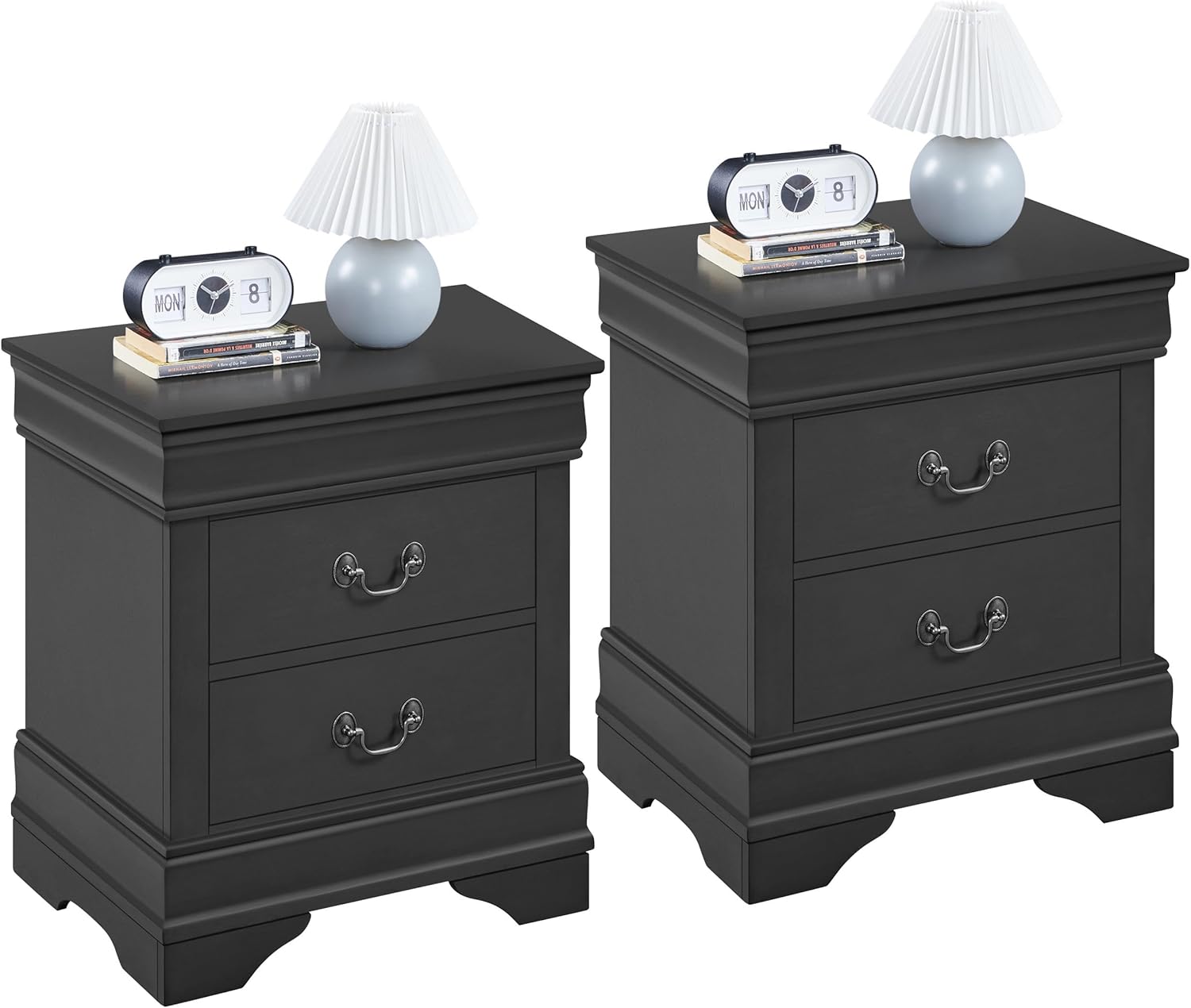 Yaheetech FullyAssembled Nightstands Set of 2, 2Drawer Nightstands Large Classic