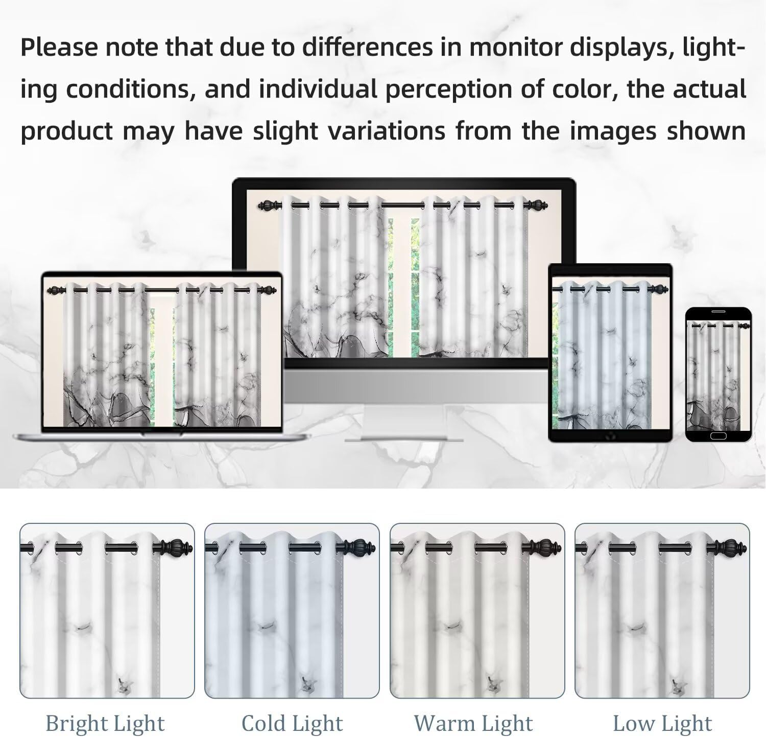 Dark Grey Blackout Curtains 84 inches Long 2 Panel for Bedroom Living Room Ombre Black Marble Modern Ink Art Curtain for Dorm Hotel Room Darkening Grommet Window Drapes 42"x84"