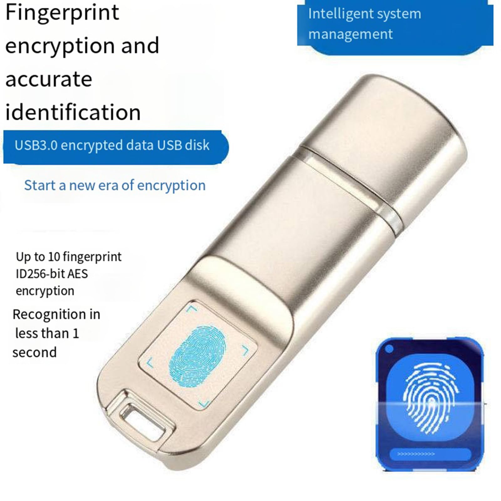 Chiavetta USB crittografata con impronte digitali, dispositivo di archiviazione antifurto in metallo, opzioni da 32 GB/64 GB/128 GB/256 GB, ideale per uso aziendale e ufficio