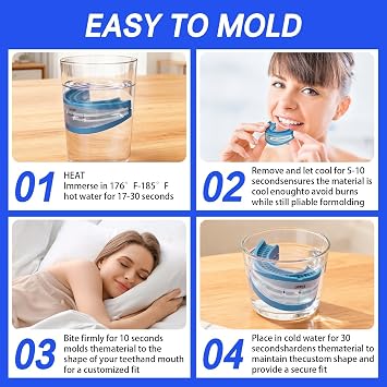 Anti Snoring Devices for Sleep,Adjustable Anti Snoring Device Mouth Guard,Sleeping Snore Stopper Mouthpiece,Anti Snore Mouthpiece Device Stop Snoring Aids for Women Men (Blue)