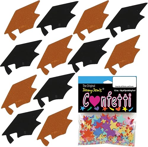 Confeti Grad Cap Negro, Naranja Combo - 4 bolsas de media onza (2 oz) (84008407)