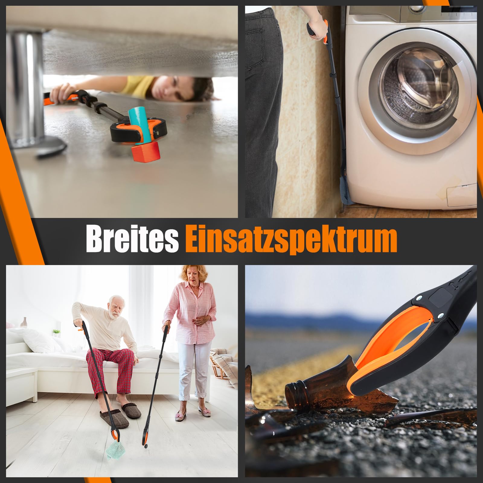 Angooni 2 Stück Müllzange Greifzange 100 cm, 80 cm - Faltbare Müllgreifer - Drehbar Greifzange für Senioren - Greifer Kinder - Greifzange für Müll mit Starkem Griff Magnetische Spitze
