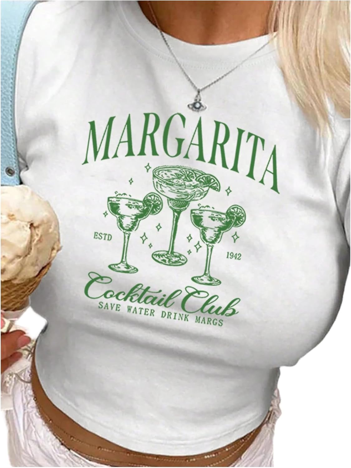 SweatyRocks Women's Margarita Print Summer Graphic Crop Top Short Sleeve Crewneck Funny Fitted T Shirts - Image 2