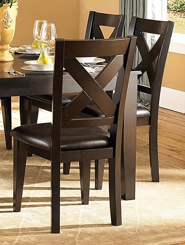 Miniatura 3 de Muebles de comedor de madera resistente y duradera juego de 7 piezas con hoja de extensión y 6 sillas laterales muebles con acabado Merlot