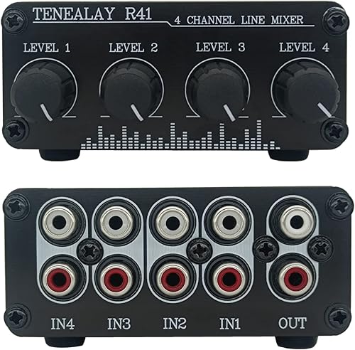 Mezclador de audio RCA de 4 canales de control de niveles de línea estéreo mini mezclador pasivo R41