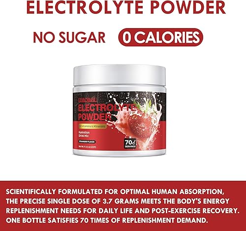Miniatura 2 de Polvo de hidratación de 70 porciones de electrolito de fresa en polvo con minerales traza