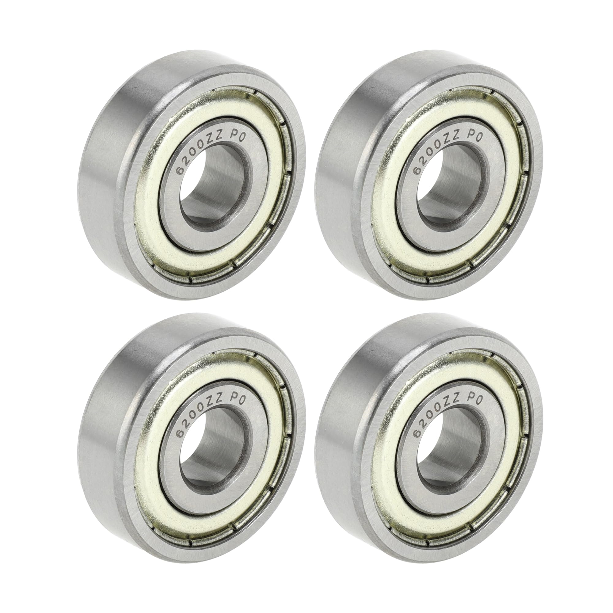 ACROPIX 6200ZZ Deep Groove Ball Bearings P0 10x30x9mm Lubricated Bearings Double Metal Seal Silver Tone Scooter Skateboard Wheel - Pack of 4