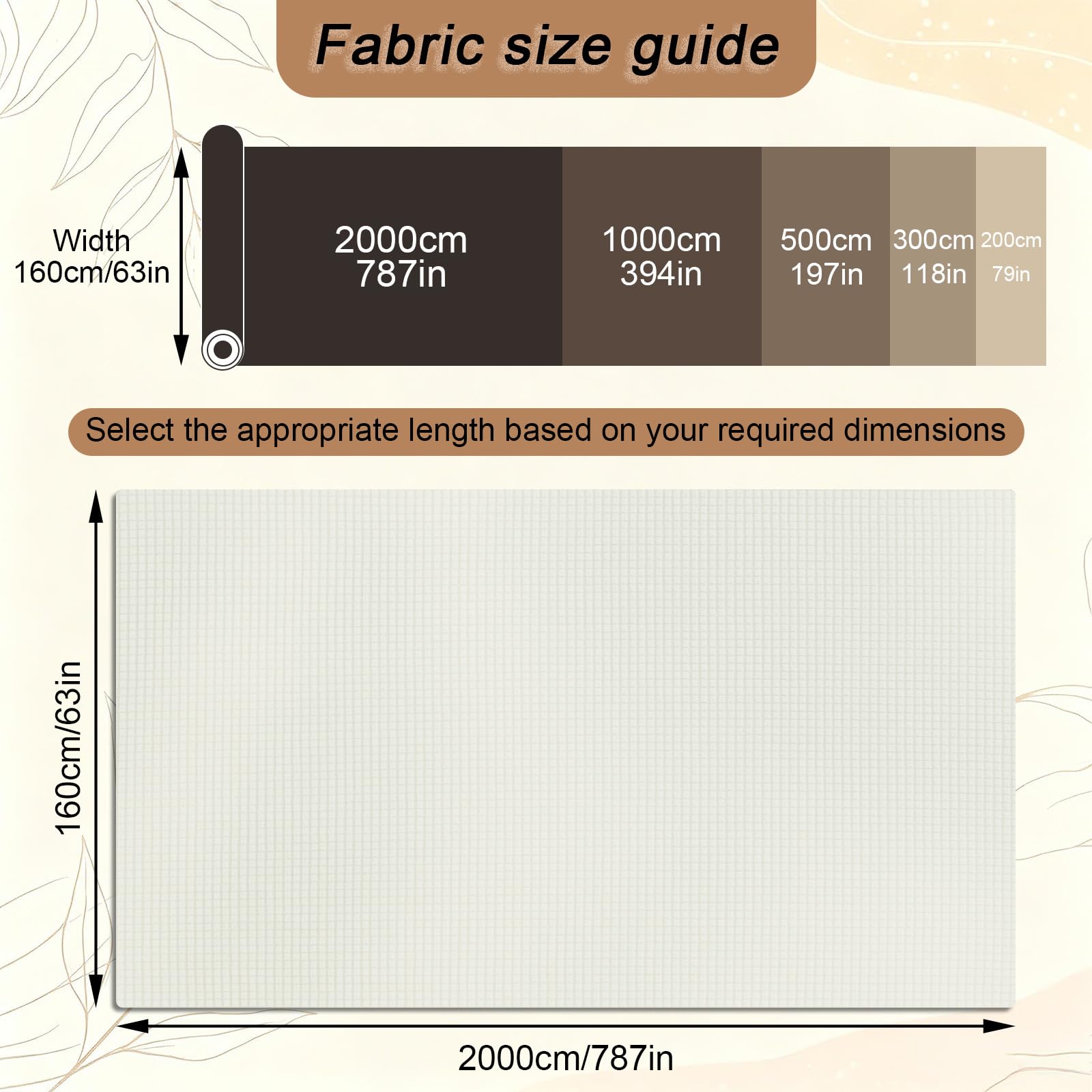 SYLC Tissu Couture Au Mètre Côtelé Épais (160×2000 cm / 65.62 ft,Ivory)