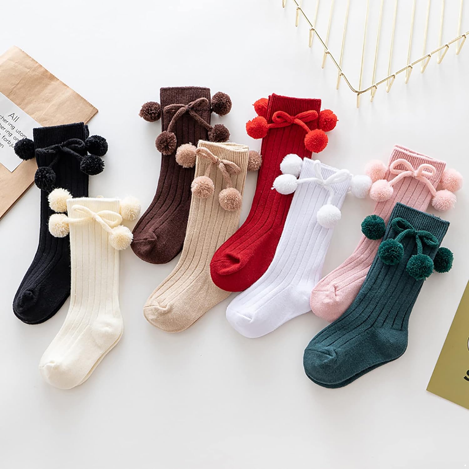 Baby Girls Knee High Socks Uniform Bowknot Stockings Infants Toddlers Cotton Long Socks Black A 2-4 Years 2-4T