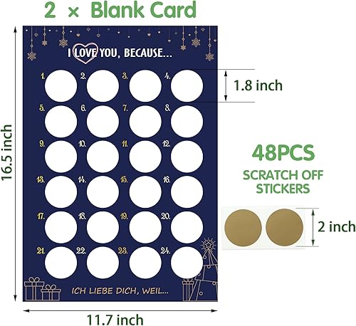 Miniatura 8 de KESOTE Calendario de Adviento de Navidad 2024 Tarjeta de póster para adultos y niños, 16.5 x 12 pulgadas, calendario de Adviento DIY (I Love You,