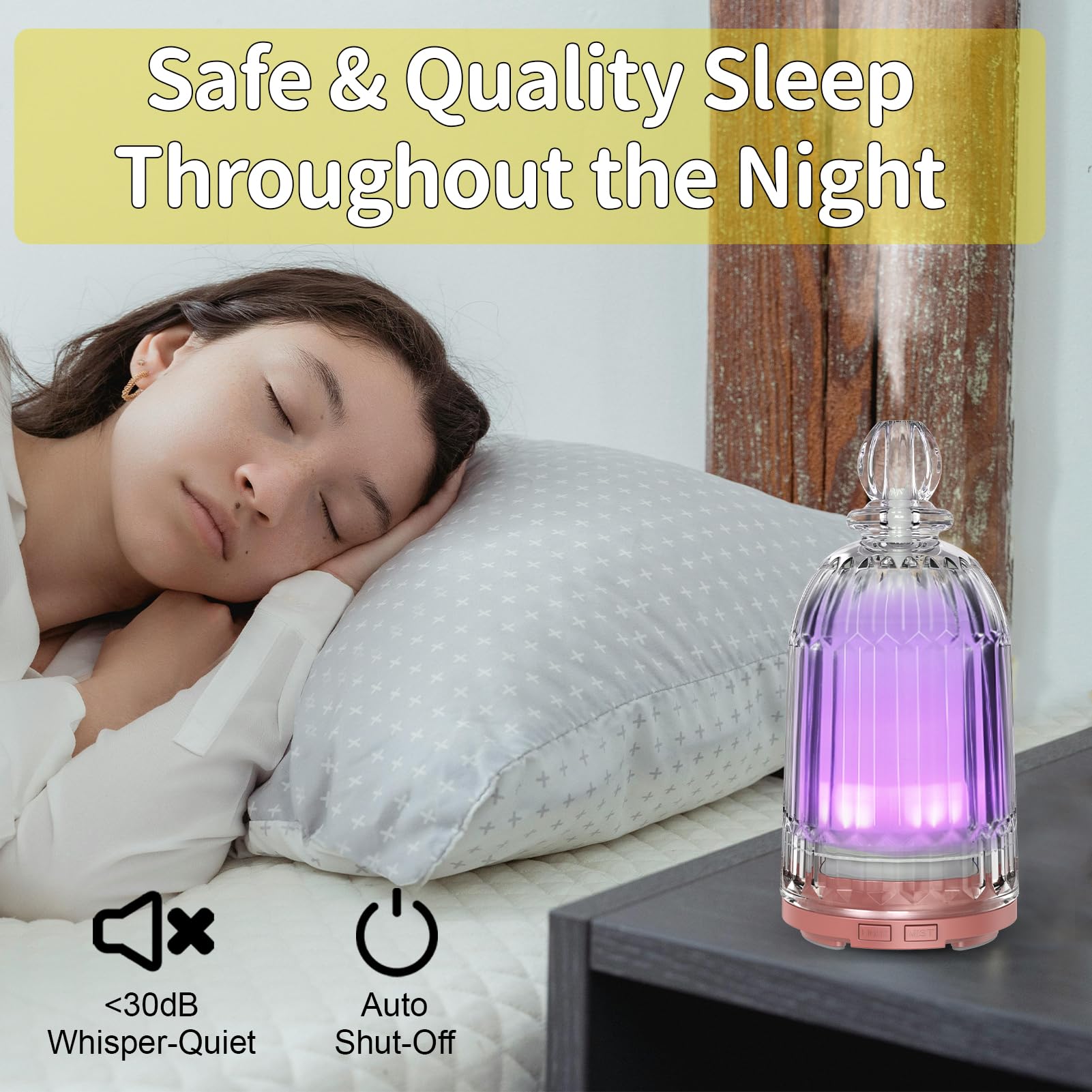 Diffusore di oli essenziali, diffusore ad ultrasuoni per aromaterapia, umidificatore a nebbia fredda, con luci LED a 7 colori, spegnimento automatico, per casa, ufficio, spa, 120 ml