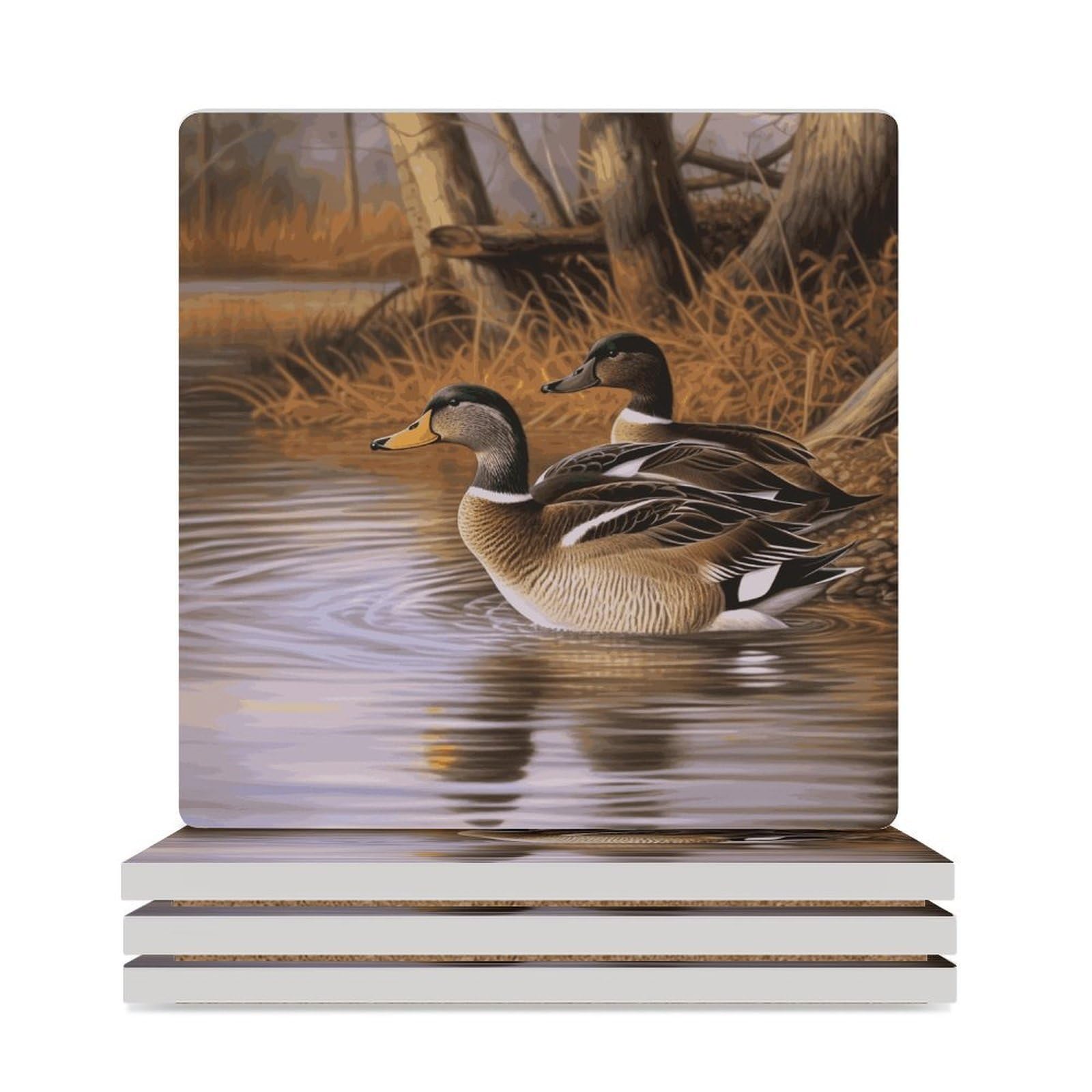 Dessous de verre céramique Mallard Ducks pour préserver votre bureau