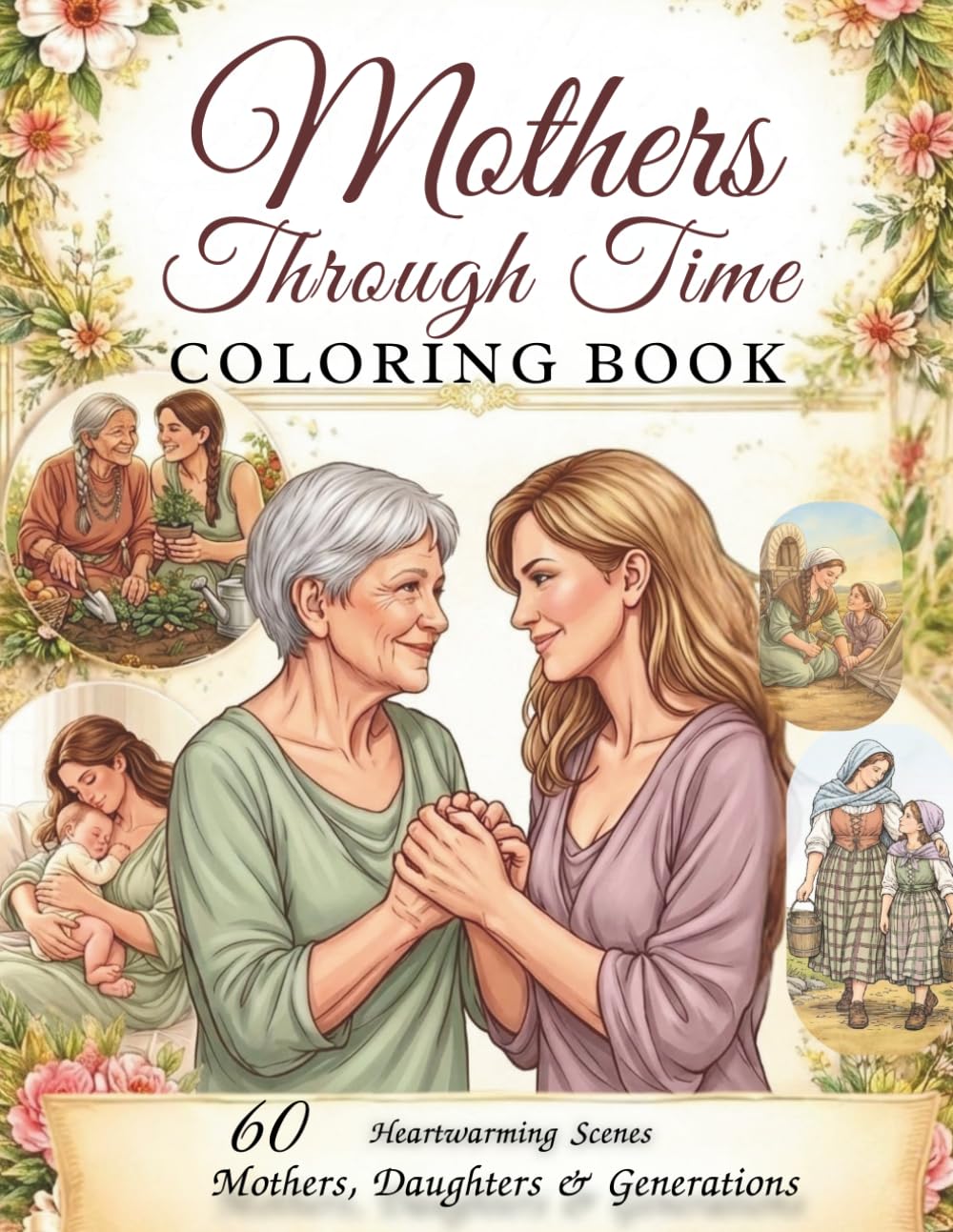 Mothers Through Time Coloring Book: 60 Heartwarming Scenes of Mothers, Daughters, Families, and Generations