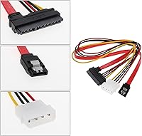 Vista 3 de eMagTech Cable de alimentación de datos SATA 2 en 1, 22 pines (7+15) SATA macho a hembra de datos y alimentación Combo de cable de extensión