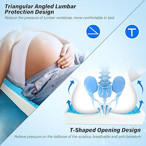 Miniatura 3 de Cojín para úlceras de cama para trasero, respira libremente, cojín antidolor de cama, espuma viscoelástica de gel con apertura en forma de T, diseño